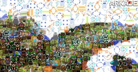 Mosaico de Link e Zelda feito por screenshots de games da série