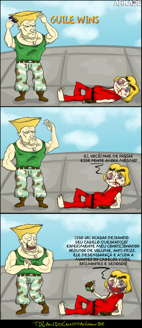 Guile e Ken discutem um assunto fundamental de Street Fighter: cabelos