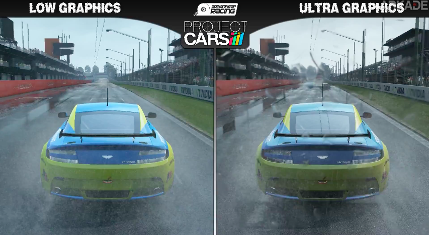 Project CARS compara seus gráficos configurados em low e ultra. E vai atrasar mais um pouco.