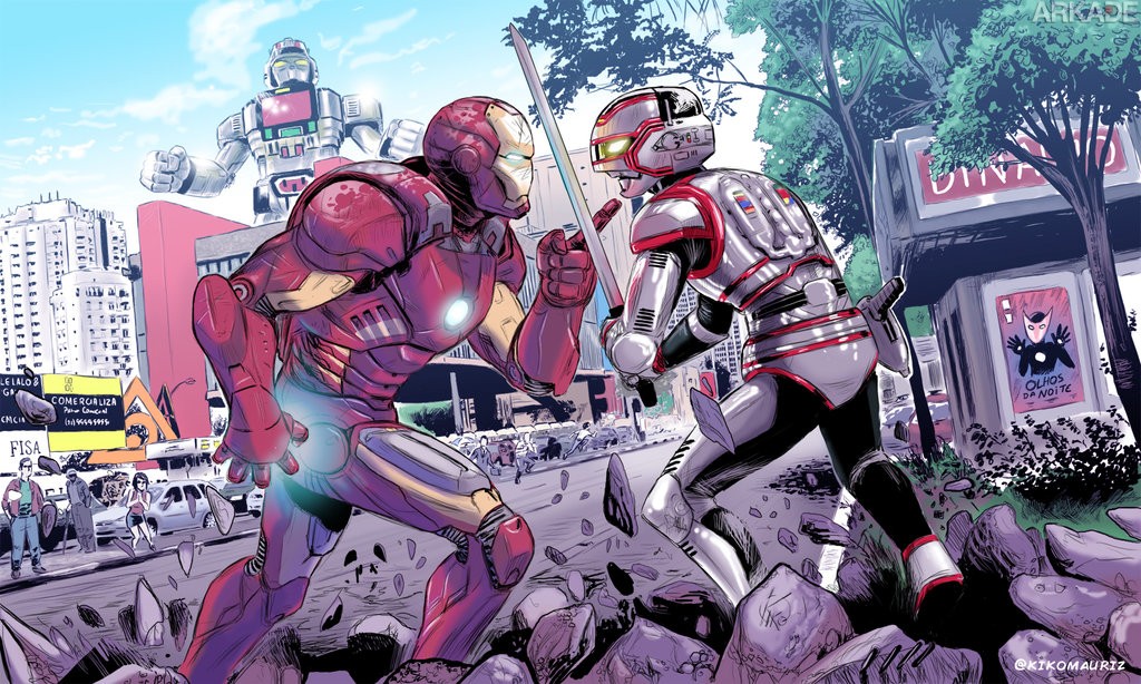 Artista brasileiro faz um belo crossover: Marvel vs. Jaspion, Jiban e outros da Manchete