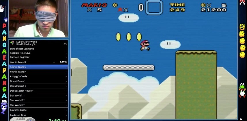 Esse cara conseguiu zerar o clássico Super Mario World de olhos vendados em 23 minutos!