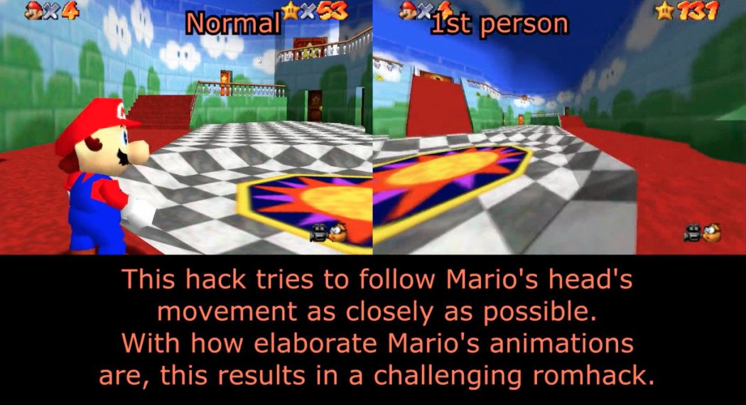Colocaram visão em primeira pessoa em Super Mario 64
