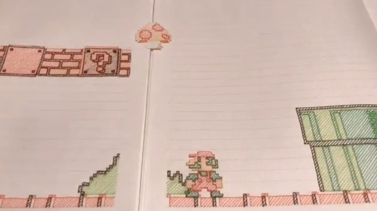 Este cara fez um nível inteiro de Super Mario Bros. em uma animação de caderno