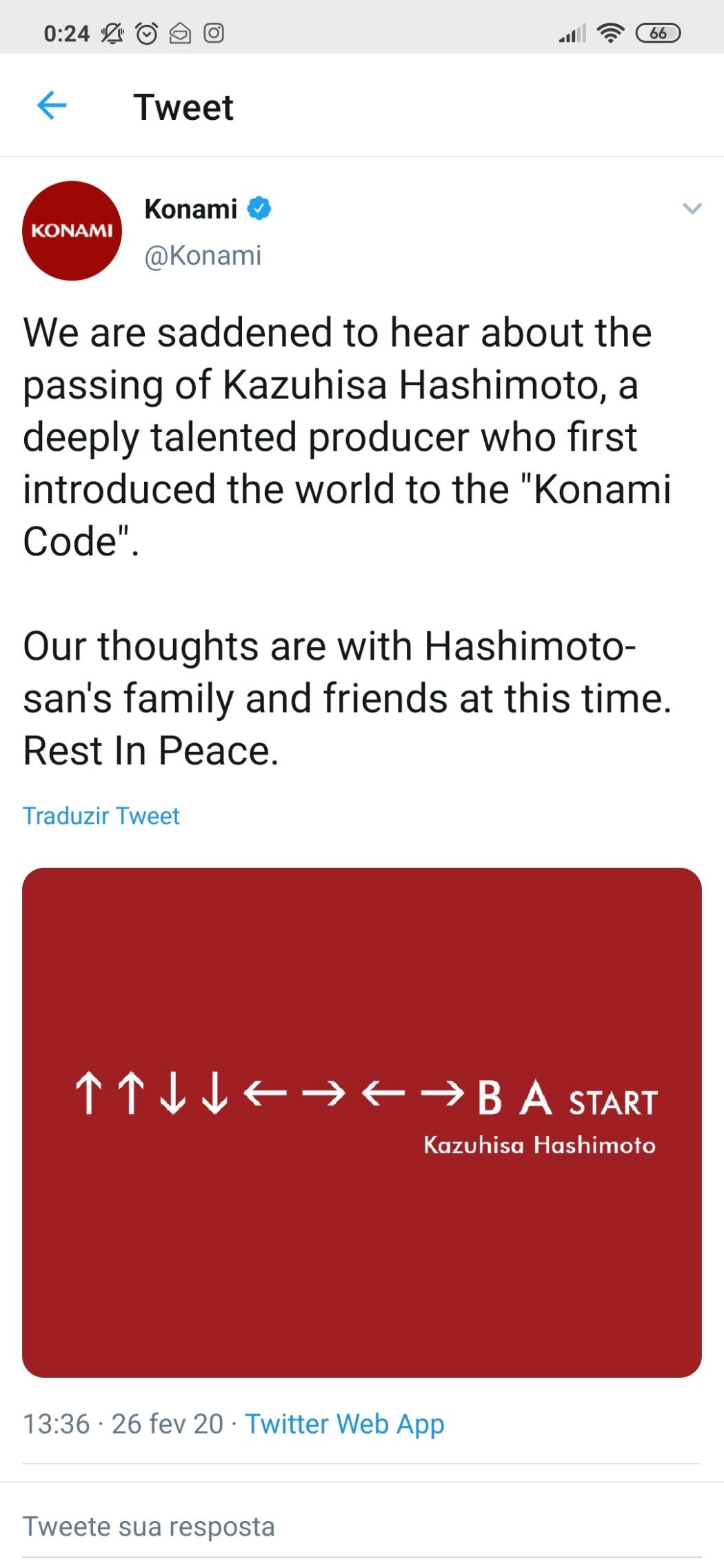 Criador do Código Konami morre aos 61 anos