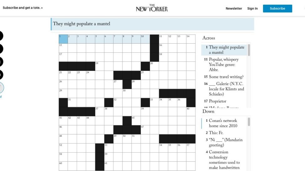 Jornal The New Yorker adicionou modo cooperativo em suas palavras cruzadas online