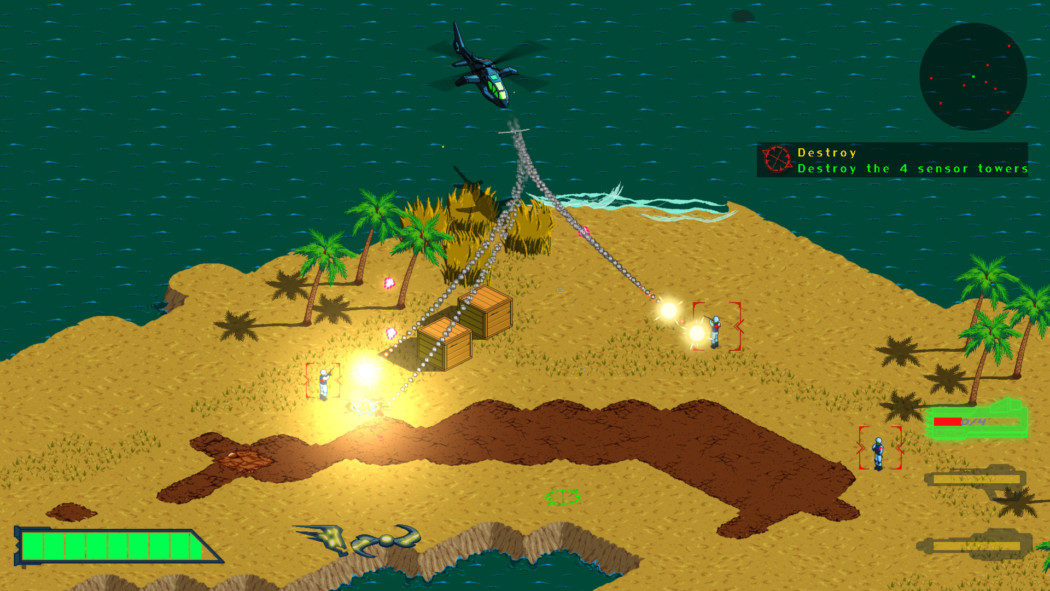 Megacopter é um indie que relembra a ação de Choplifter e Desert Strike