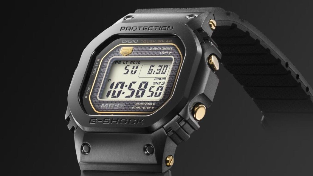 G-Shock MRG-B5000R-1 traz alta tecnologia aliada a elegância do preto com o dourado