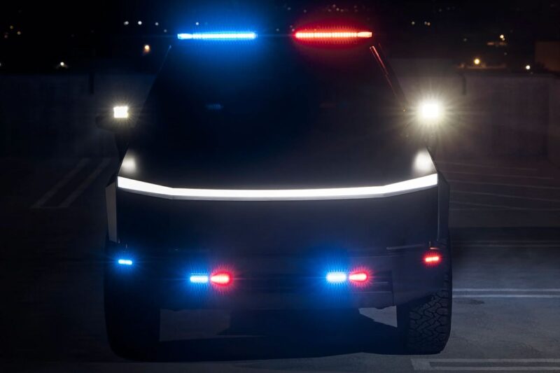 O primeiro Tesla Cybertruck policial do mundo parece que fugiu de um filme do Robocop