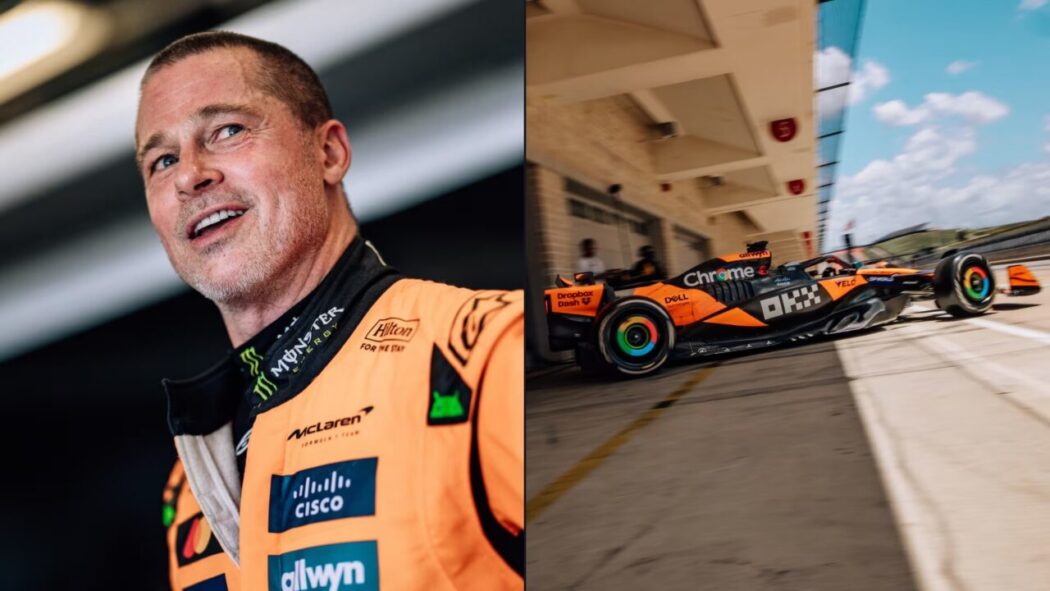 Brad Pitt pilota carro de Fórmula 1 da McLaren em teste exclusivo no Circuito das Américas