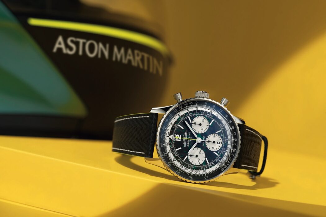 Parceria entre Breitling e Aston Martin Fórmula 1 apresenta novo relógio Navitimer B01 Chronograph 43 edição limitada