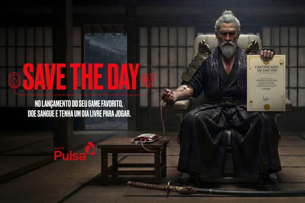 Save the Day: campanha publicitária associa doação de sangue com dia de folga para o público gamer