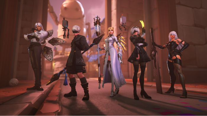 Colaboração Overwatch x Projeto YoRHa chega ao jogo com skins lendárias de 2B, 9S e A2 até 23 de março de 2026