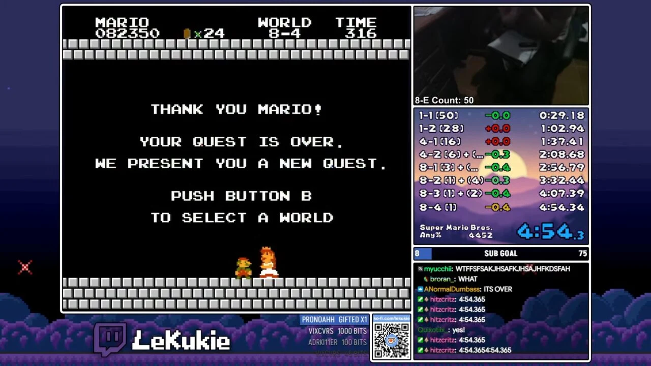 O recorde mundial de Super Mario Bros Any% foi quebrado de novo, e dessa vez pelo brasileiro LeKukie!