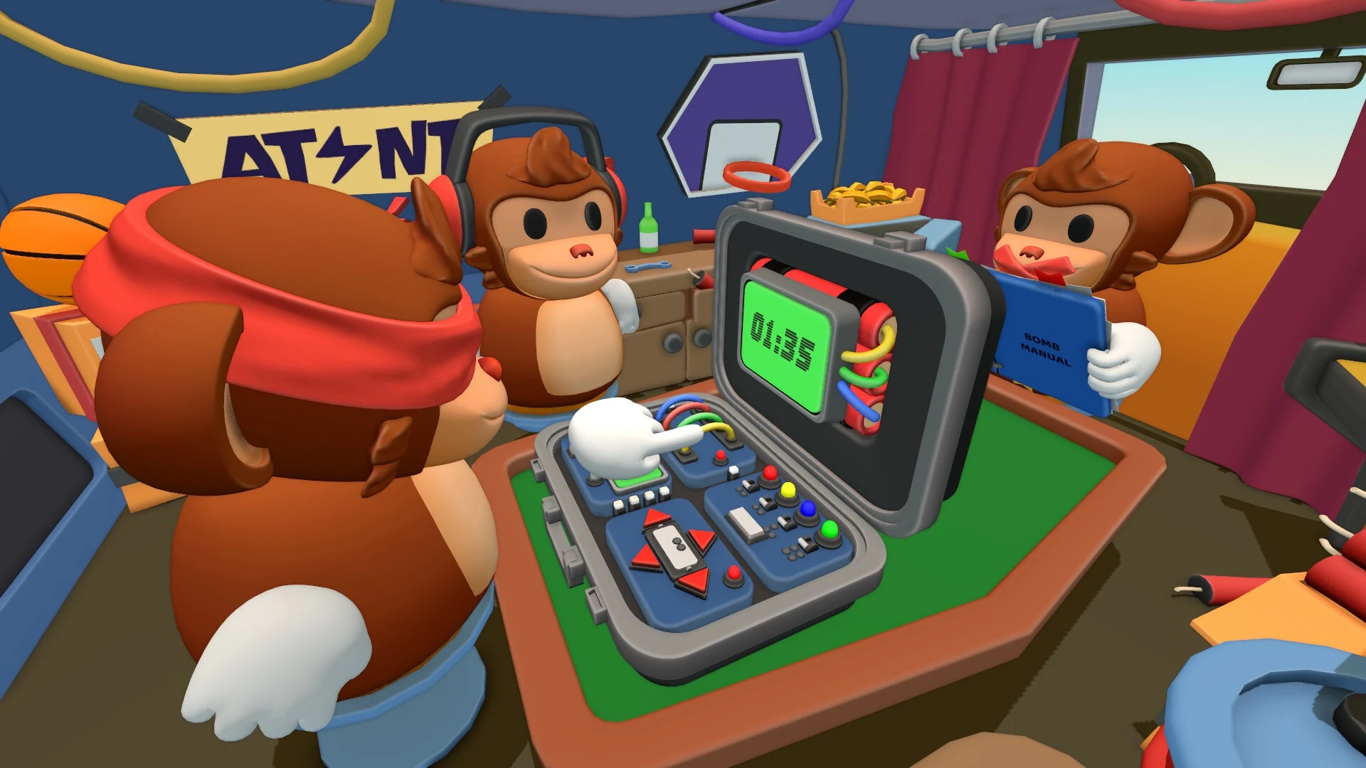 BOMBANANA! chega na Steam prometendo caos em grupo com três macacos desarmando bombas