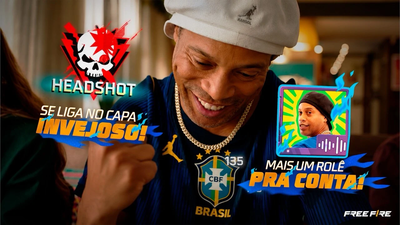Ronaldinho Gaúcho chega para mais um rolê aleatório, desta vez no Free Fire, com um pacote de voz do jogador