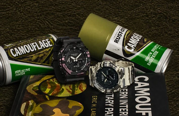 G-Shock GA-2100CM-5A e GA-2100CM-8A chegam ao Brasil com camuflagem metálica e resina de milho