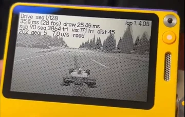 Colocaram Virtua Racing para rodar, com seu visual tridimensional e tudo, na tela monocromática do Playdate