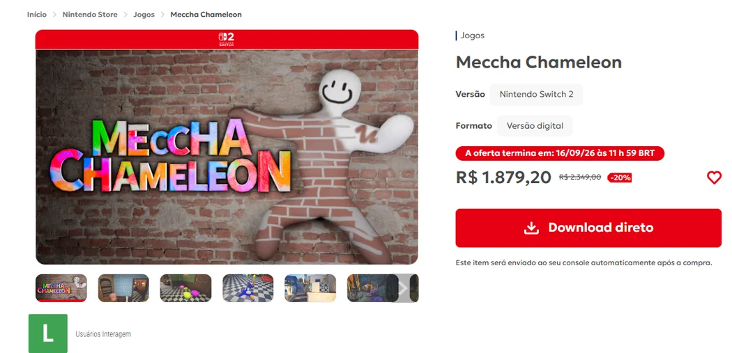 Erro de precidicação faz o indie viral Meccha Chameleon custar mais de R$ 1.800 no Switch 2!