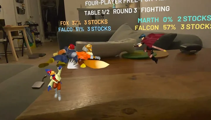 Super Smash Bros. Melee virou um game de realidade virtual, com os personagens lutando em uma mesa de verdade