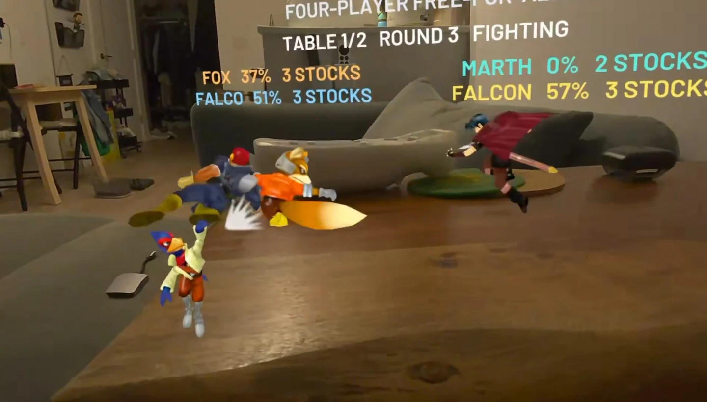 Super Smash Bros. Melee virou um game de realidade virtual, com os personagens lutando em uma mesa de verdade