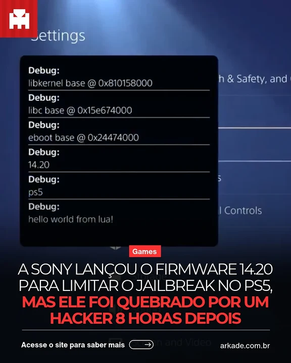 Publicação do Arkade no Instagram