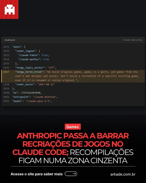 Publicação do Arkade no Instagram
