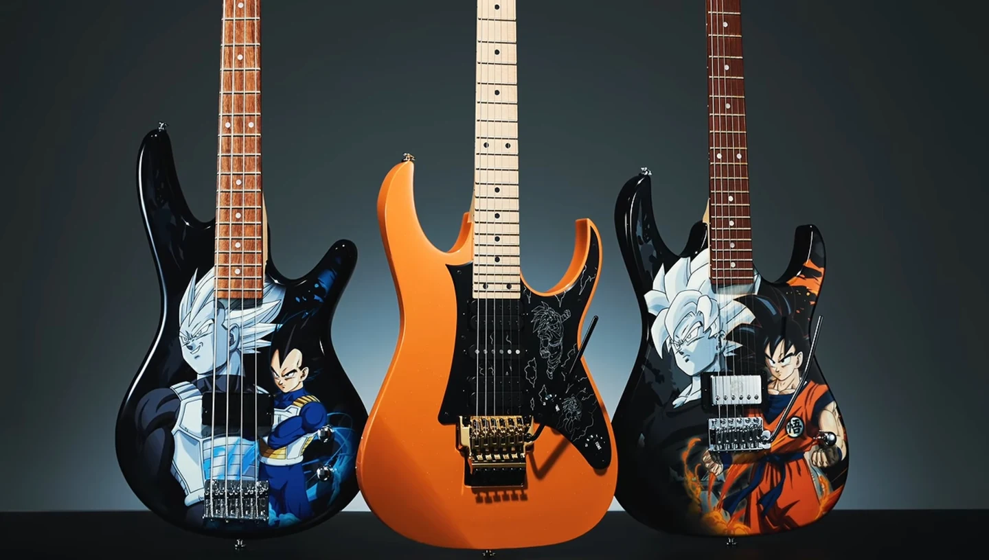 Ibanez anuncia collab com Dragon Ball Z, com direito a guitarras e baixo com inspirações em Goku e Vegeta