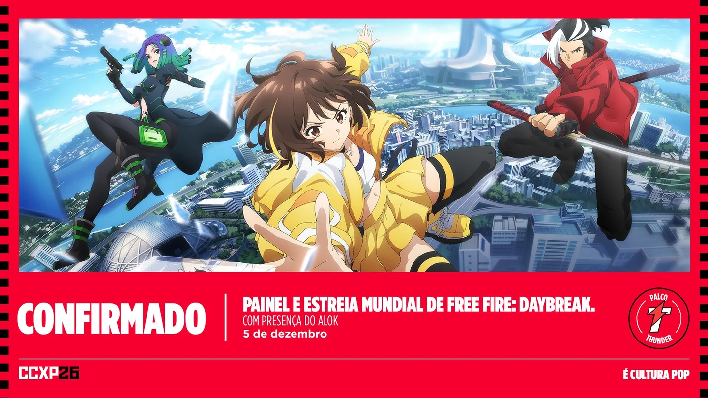 Free Fire: Daybreak terá sua estreia mundial na CCXP26, em dezembro