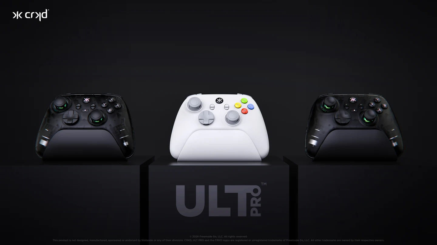 CRKD ULT PRO já está à venda: controle com sticks TMR, 1000Hz e dock para Switch 2 e PC
