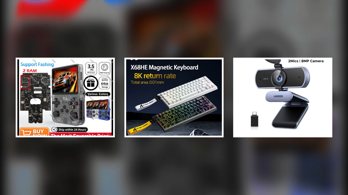 Garimpo Gamer: Console portátil retrô R36S, Teclado magnético Attack Shark X68HE, Webcam UGREEN 4K