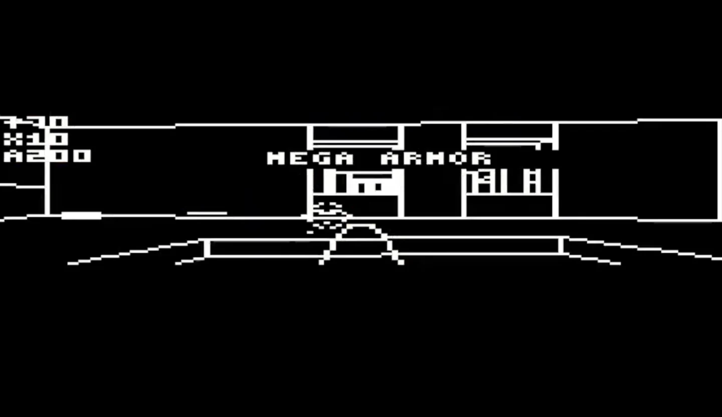 Doom roda, desta vez, em um BBC Micro de 1981, em wireframe e a cerca de 7 quadros por segundo