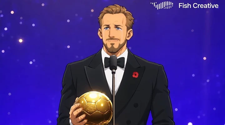 Harry Kane é o vencedor da Bola de Ouro 2026 e virou personagem de anime feito por IA