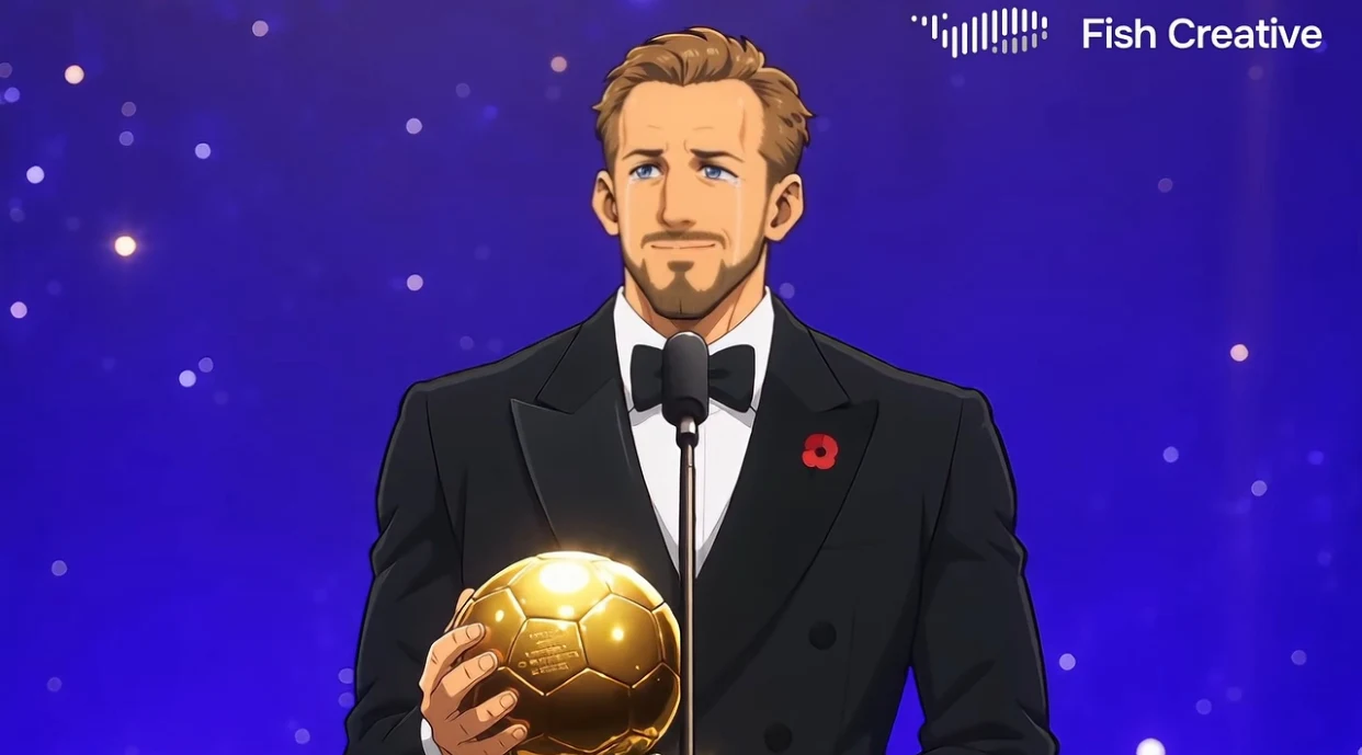 Harry Kane é o vencedor da Bola de Ouro 2026 e virou personagem de anime feito por IA