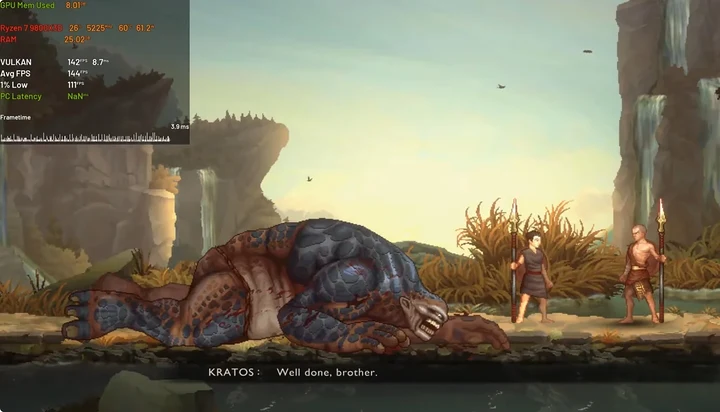 KytyPS5, emulador de PS5, roda God of War: Sons of Sparta no PC com média de 137 fps, embora ainda oscilante