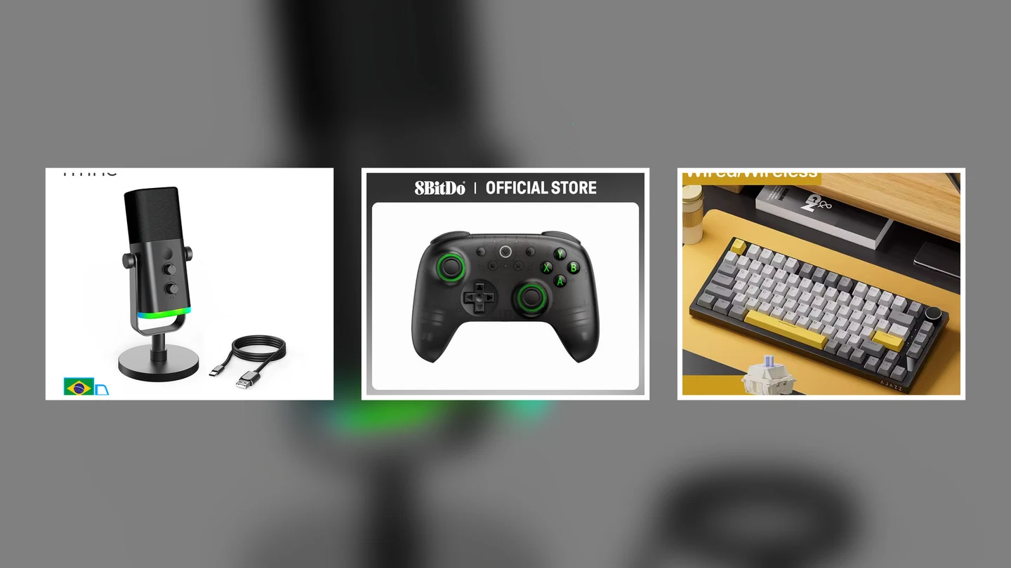 Garimpo Gamer: Microfone FIFINE AmpliGame AM8, Controle 8BitDo Ultimate 2C, Teclado mecânico Ajazz AK820 Pro