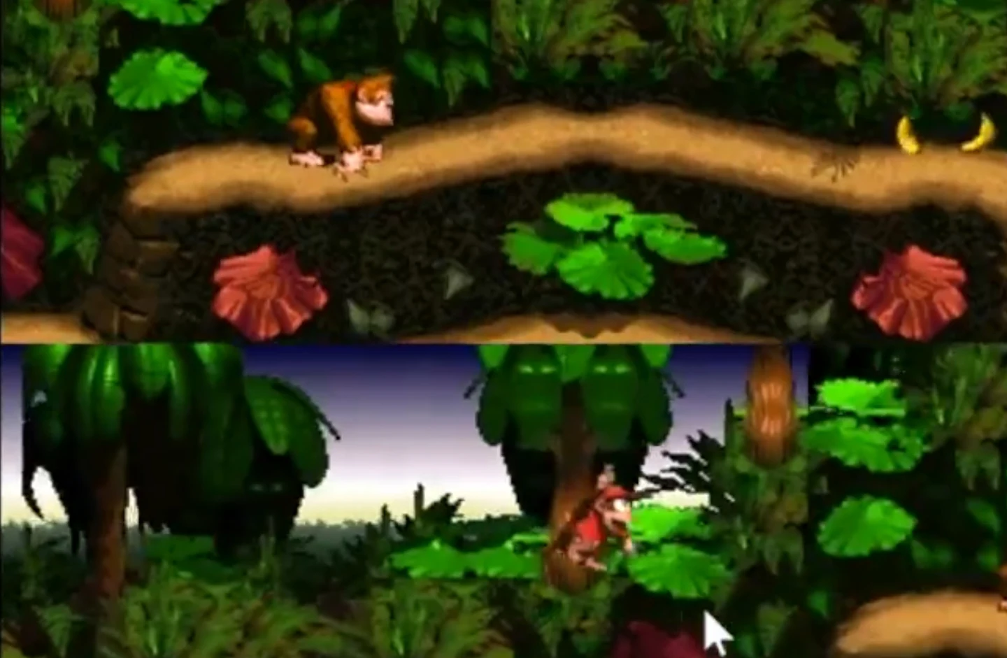 O port de PC nativo de Donkey Kong Country tem modo coop com tela dividida e Donkey e Diddy explorando as fases de forma independente