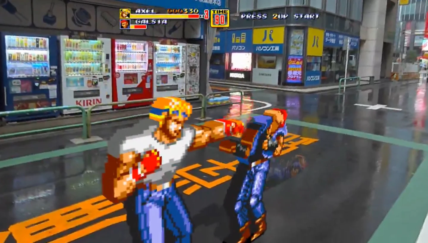 Streets of Rage 2 ganha versão em realidade mista no Meta Quest 3 e agora a pancadaria rola nas ruas de Akihabara