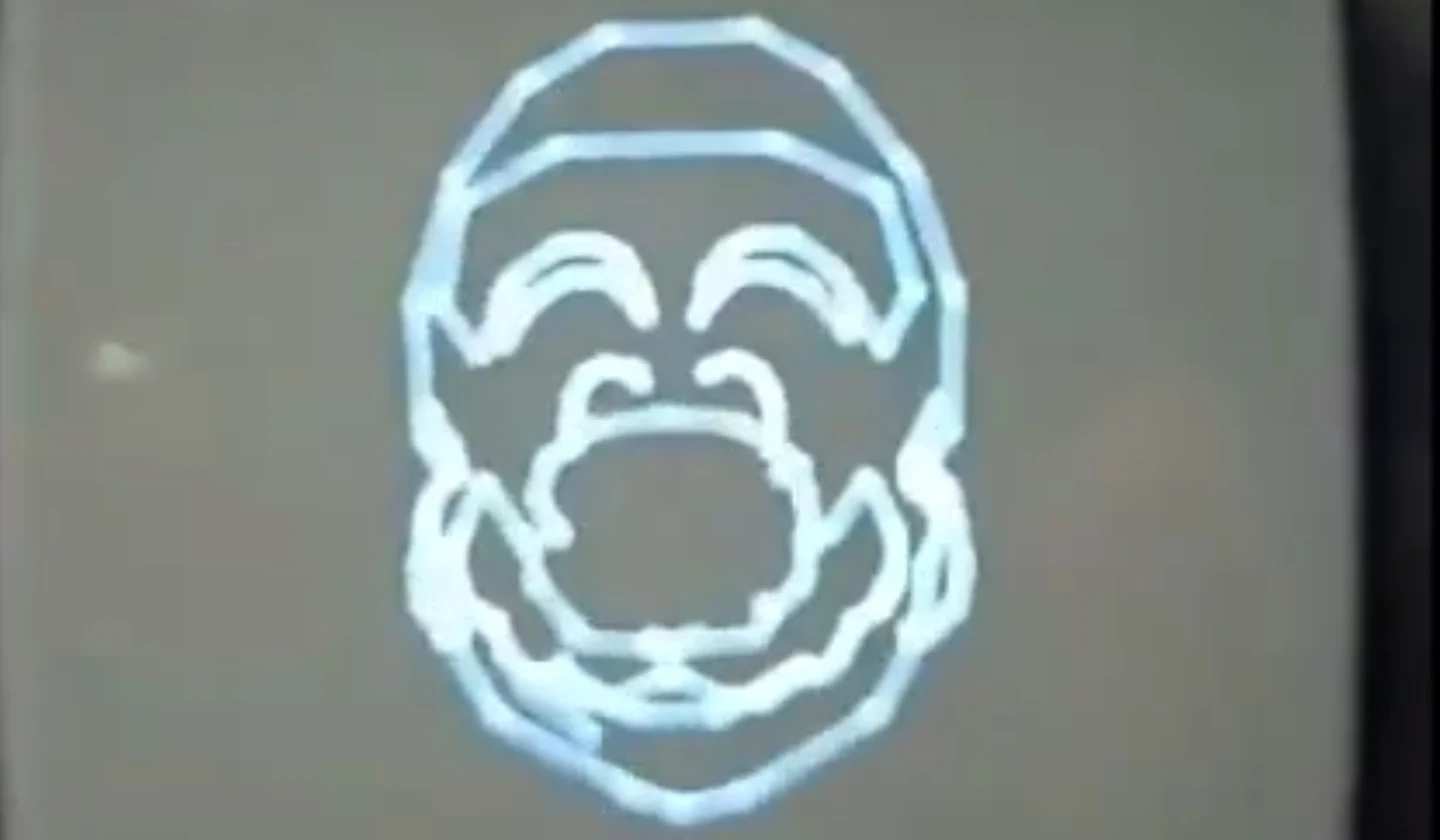 Super Mario 64 em wireframe no Vectrex: o jogo roda no cartucho, e o console de 1982 só exibe a imagem
