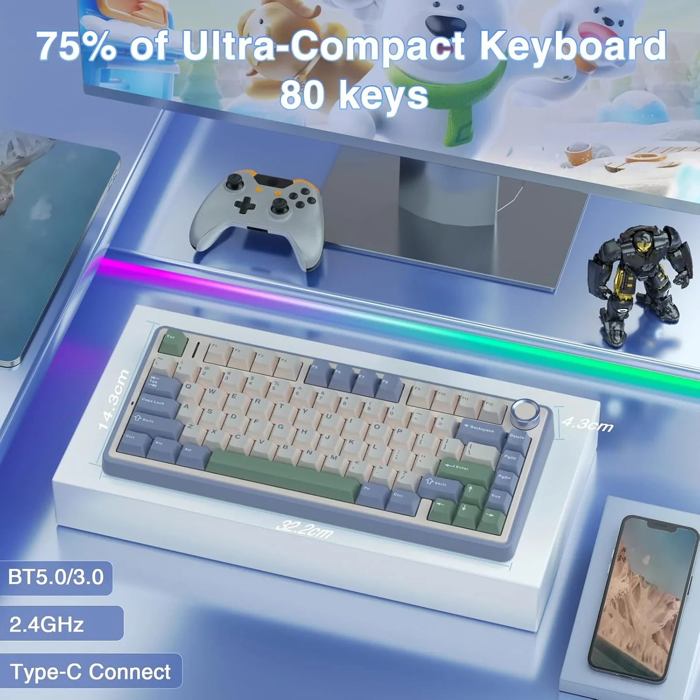 Foto de produto: Teclado mecânico AULA F75, à venda na AliExpress